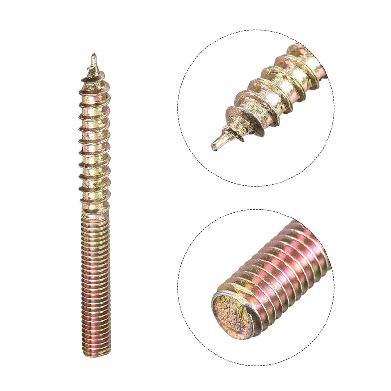 sourcing map 12 db M5 x 50 mm kétoldalas menetes akasztócsavar bútorösszekötő csavar fa bútorokhoz horganyzott
