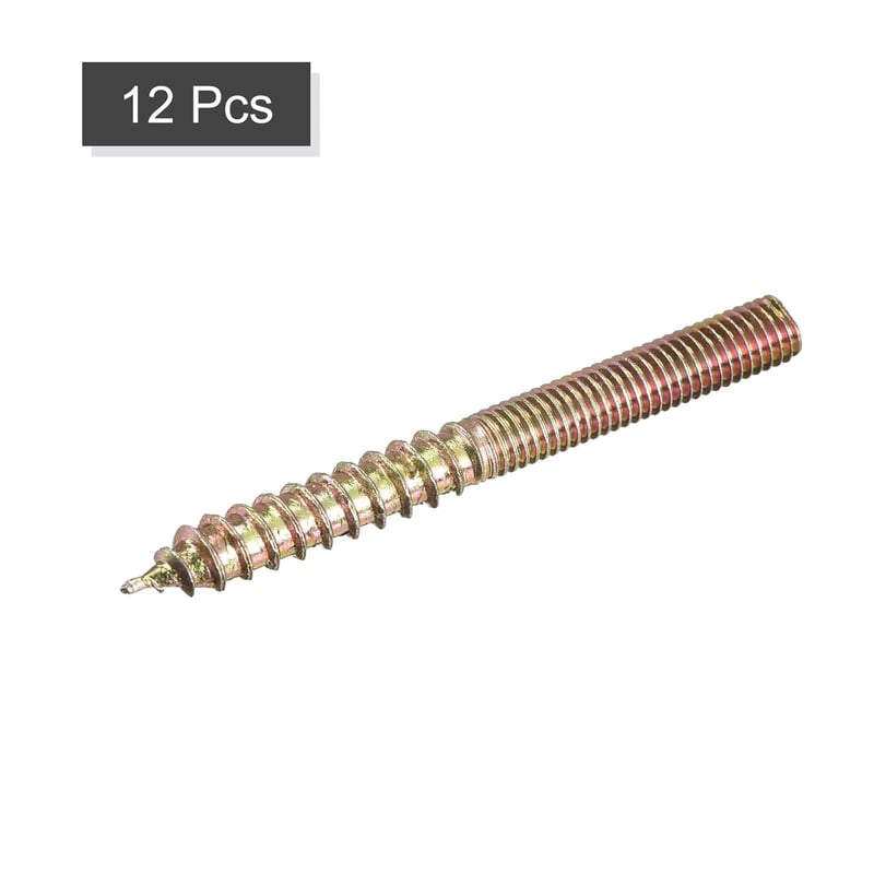 sourcing map 12 db M5 x 50 mm kétoldalas menetes akasztócsavar bútorösszekötő csavar fa bútorokhoz horganyzott