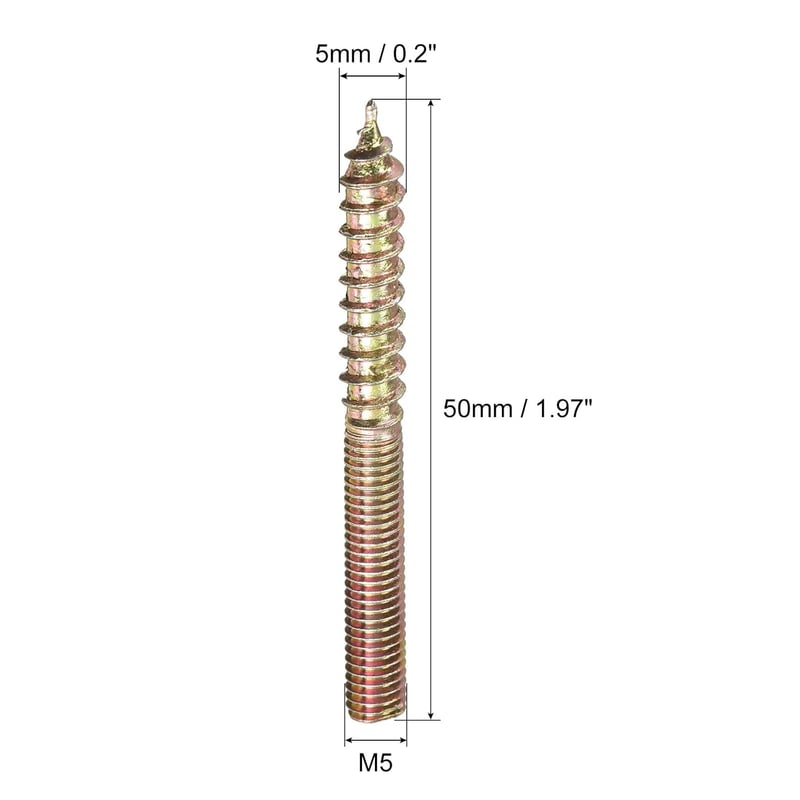 sourcing map 12 db M5 x 50 mm kétoldalas menetes akasztócsavar bútorösszekötő csavar fa bútorokhoz horganyzott