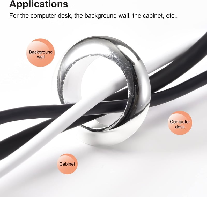 sourcing map 3 db Asztal Grommet 30 mm Nylon Ezüst Kábel Szervezéshez