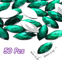 sourcing map Ló szem akril strasszkő sötétzöld – 20x9 mm, 50 db 2