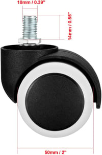 sourcing map 5db Bútor Görgő M10x14mm Menetes, 25kg Terhelhetőség, Forgó Görgő 2