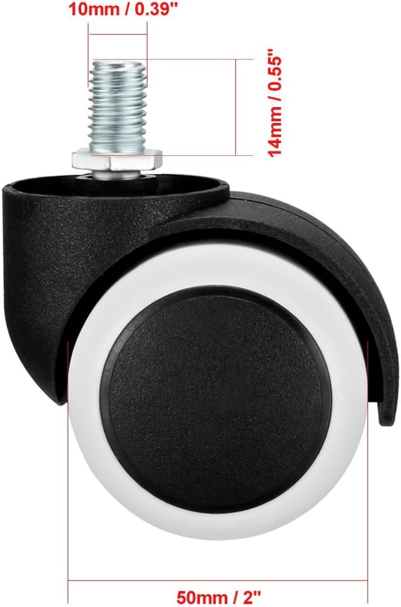 sourcing map 5db Bútor Görgő M10x14mm Menetes, 25kg Terhelhetőség, Forgó Görgő
