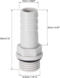 sourcing map 5db PVC tömlőcsatlakozó 10mm barb x 1/4" G csap vízcsatlakozás - G1/4 x 10mm 2
