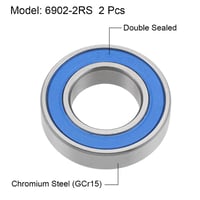 sourcing map 6902-2RS mélyhornyú golyóscsapágy 15x28x7 mm, kék fedél, P6 ABEC3 - 2 db 2