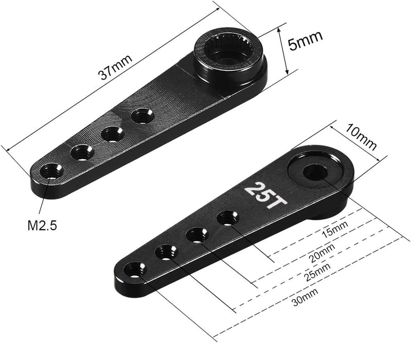 sourcing map Aluminium 25T Servo Horn Futaba Savox RC autó hajó fekete 2db - Aluminium