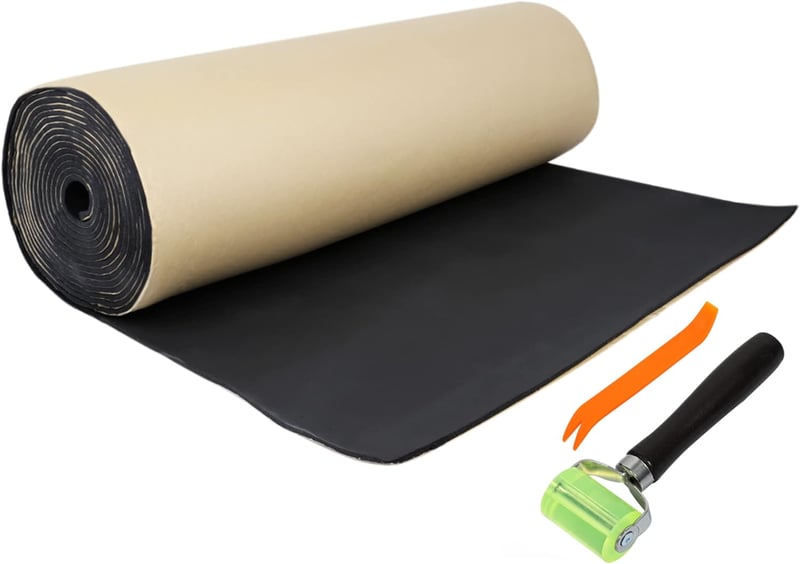 sourcing map Autó Hangszigetelő Szőnyeg 5mm Csúsztatógörgővel 60x40 Inch