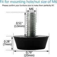 sourcing map Bútor Láb 12 db M6x13x20mm Állítható Ferde Szintezőláb Padlóvédelem 2