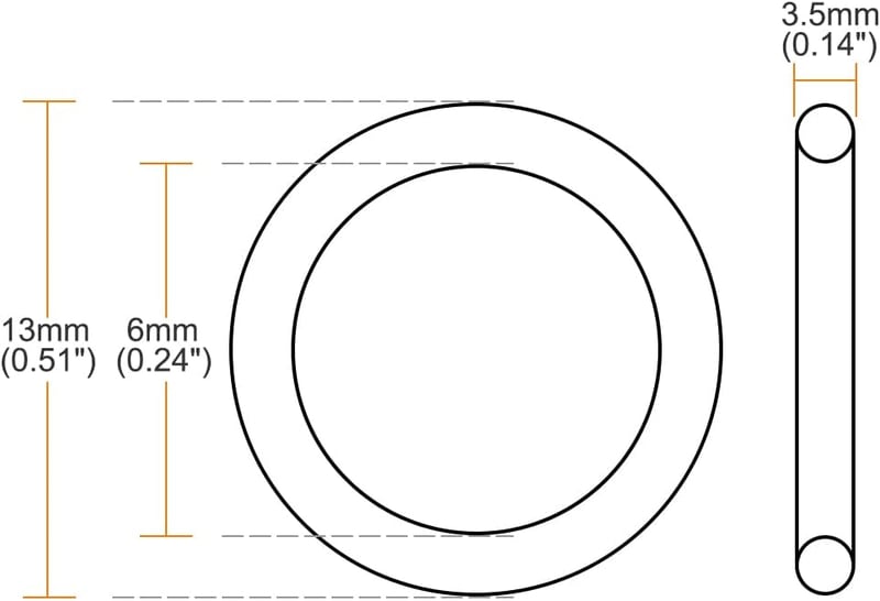 sourcing map Fluorgumi O-gyűrű tömítés fekete 6x13x3,5mm 10db