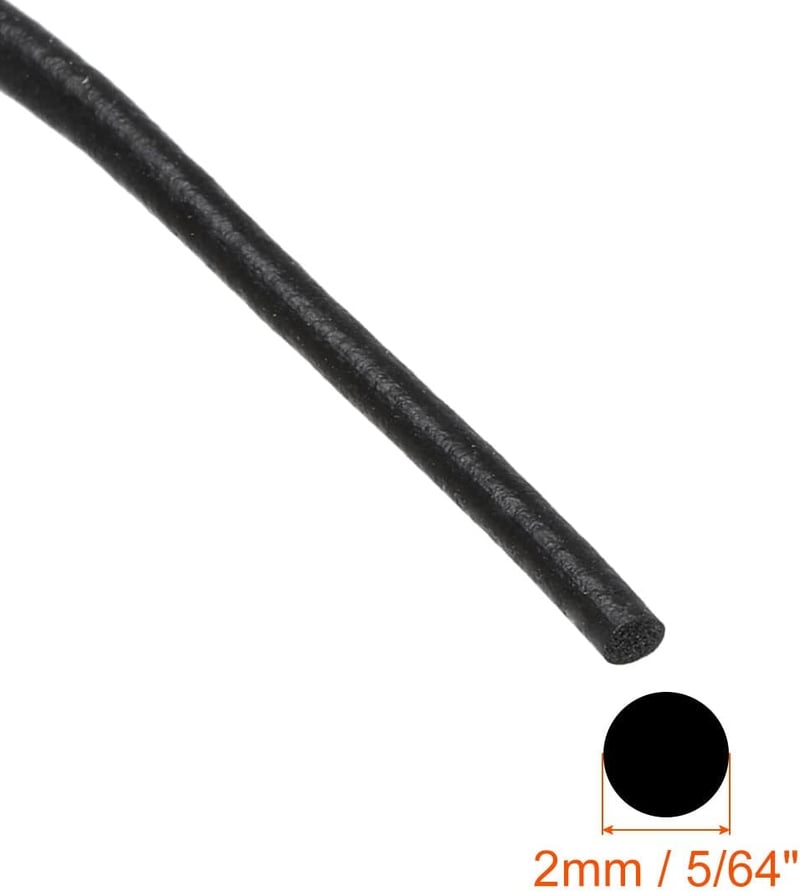 sourcing map Gumi Habszivacs Tömítőszalag 2 mm Átmérő x 8 m Hosszú Kerek EPDM Gumi Időjárásálló Tömítés Barkács Otthon