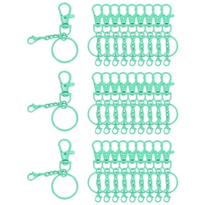 sourcing map kopča za ključeve, 30 komada okretnih karabiner kukica s prstenom za ključeve, za torbe, novčanike, DIY rukotvorine, metvica zelena