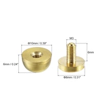 sourcing map Okrugla puna bakrena zakovica za ručke torbi, 10x6 mm (6 kompleta) 2