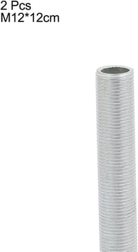 sourcing map Lámpa Cső Nipli M12 Menet 120mm Üreges Javító Alkatrész Cink Ötvözet Ezüst 2 Darab Készlet DIY Világítás 2