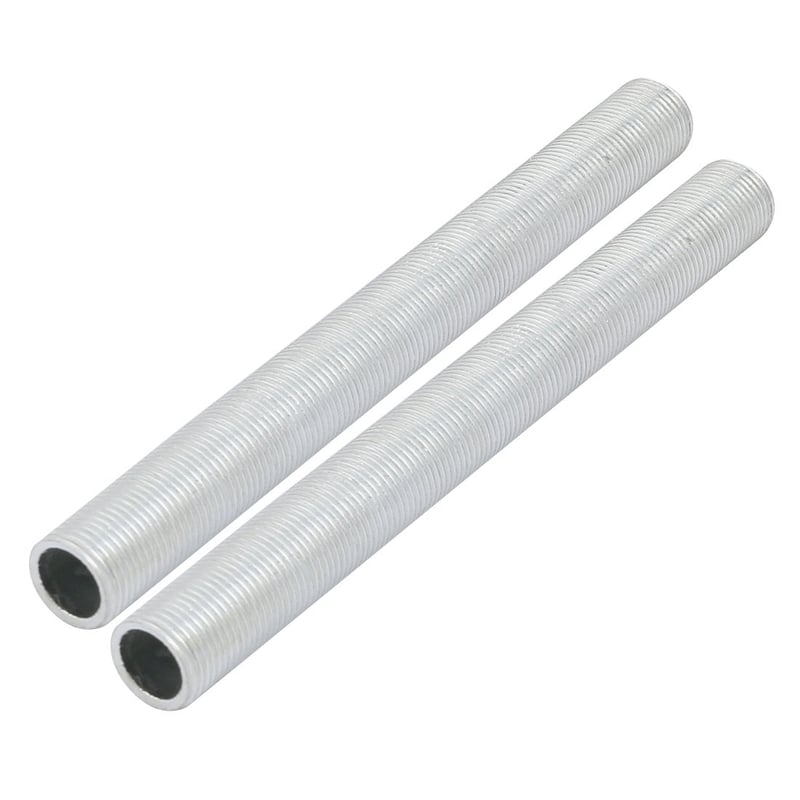 sourcing map Cijevna Niple Navoj M12 120 mm Šuplji Popravak Dio Cink Legura Srebrni 2 Komada Set DIY Rasvjeta