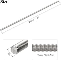 sourcing map M4x200mm Rozsdamentes Menetes Rúd 304 Inox Jobb Menet 4db - M4 x 200mm 3