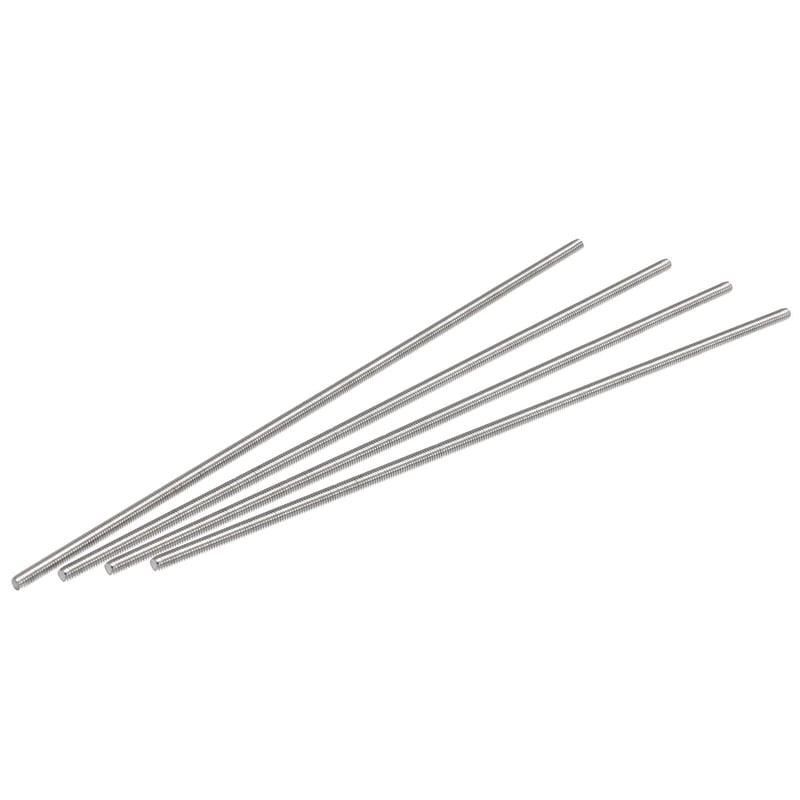 sourcing map Závitová tyč M4x200 mm, nehrdzavejúca oceľ 304, pravotočivý závit - 4 ks