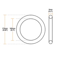 sourcing map nitril gumi O-gyűrű tömítés, 170 mm külső / 160 mm belső átmérő, 5 mm, 1 db 2