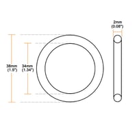 sourcing map nitril gumi O-gyűrű tömítés, 38 mm külső / 34 mm belső átmérő, 2 mm, 10 db 3