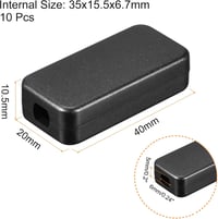 sourcing map Porálló Mini Csatlakozó Doboz 40x20x10,5mm Elektromos Projektekhez Fekete 10db - Minimal, Black, Plastic 2