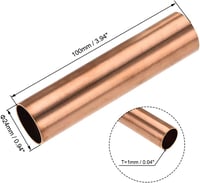 sourcing map Réz kerek cső 24mm OD 1mm falvastagság 10cm hosszú - 24mm x 1mm x 100mm 3