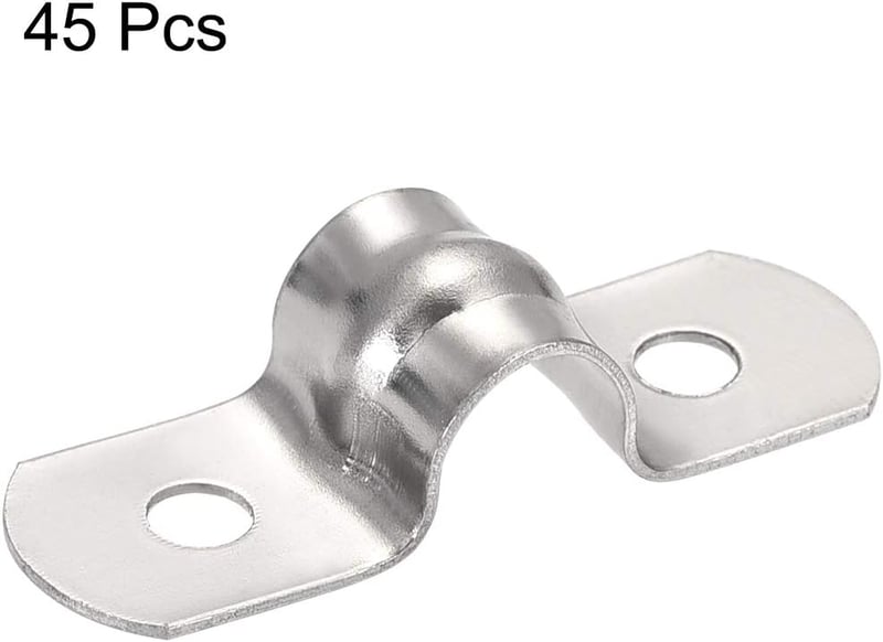 sourcing map Rozsdamentes Acél Csőbilincs 8mm 2 Lyukas Feszítő Bilincs 45db