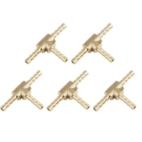 sourcing map mosadzná T-hadicová spojka 3-cestná - 4 mm - 5 ks 1