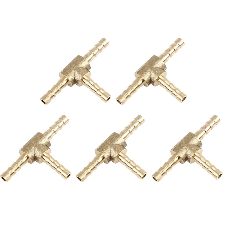 sourcing map mosadzná T-hadicová spojka 3-cestná - 4 mm - 5 ks