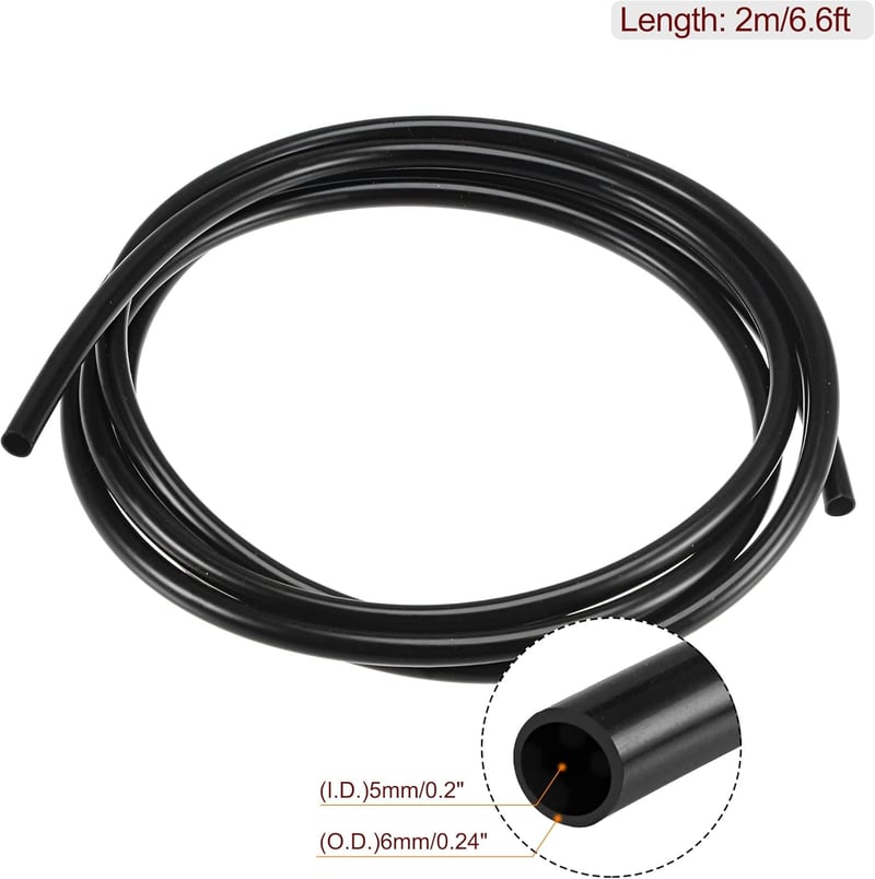 sourcing map Szilikon Cső 5mm Belső Átmérő Fekete Magas Hőmérséklet Vízvezeték Levegővezeték - 5mm x 6mm, Black