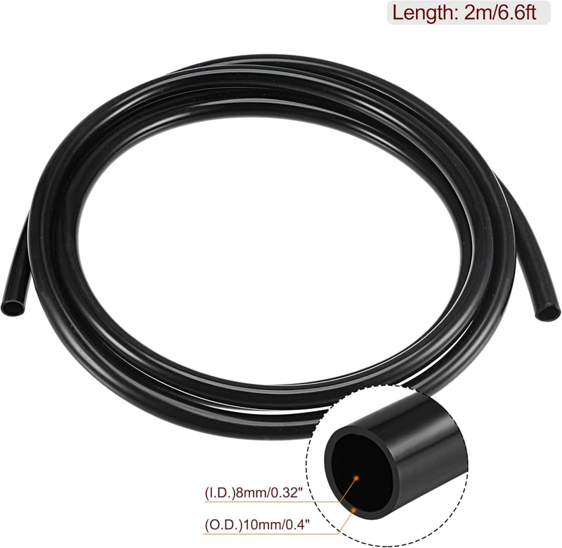 sourcing map Szilikon Cső 8mm Belső 10mm Külső Átmérő 2m Fekete Magas Hőmérséklet - 8 x 10 mm, Black