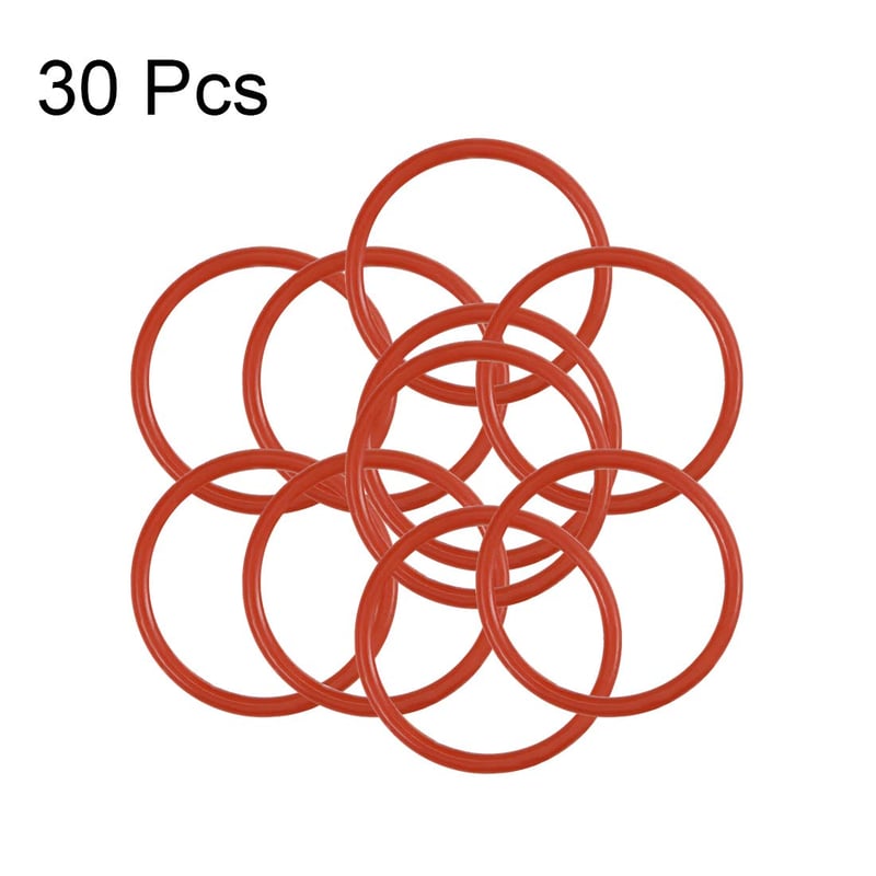 sourcing map Szilikon O-gyűrű 13mm külső átmérő piros tömítés 30db