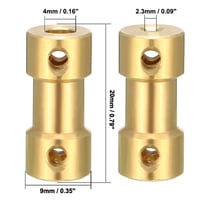 sourcing map Spojka hriadeľa 2,3mm x 4mm pre RC lietadlo/loď motor, zlatá - 2 ks 2