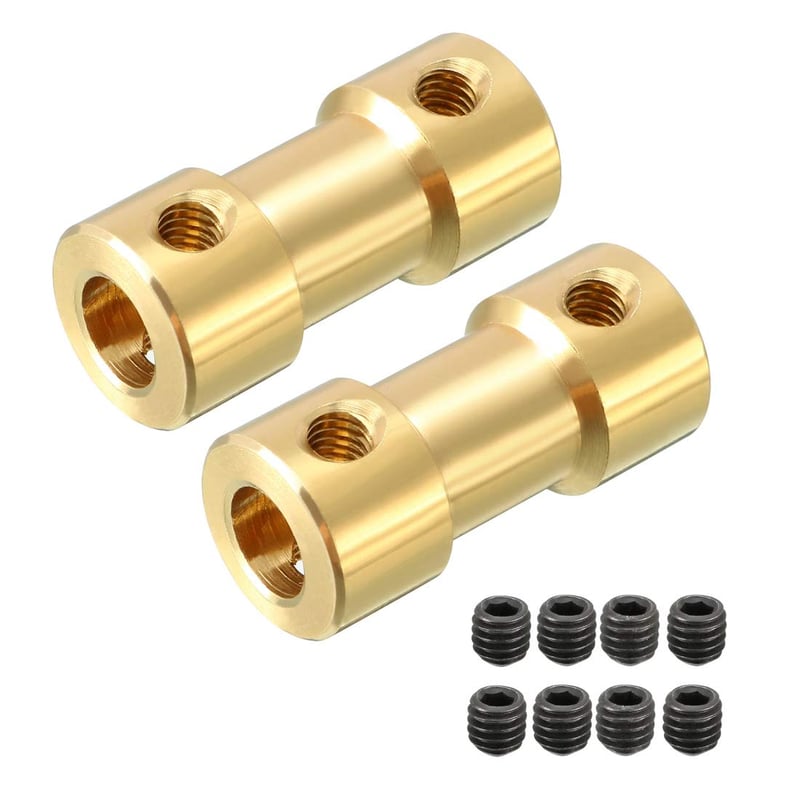 sourcing map Spojka hriadeľa 2,3mm x 4mm pre RC lietadlo/loď motor, zlatá - 2 ks