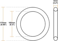 sourcing map nitril gumi O-gyűrű tömítés, 170 mm külső / 160 mm belső átmérő, 5 mm, 1 db 2