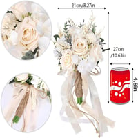 Buchet de mireasă și domnișoară de onoare Sousi, decor de nuntă cu trandafiri artificiali albi, șampanie, 21 cm 4