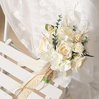 Buchet de mireasă și domnișoară de onoare Sousi, decor de nuntă cu trandafiri artificiali albi, șampanie, 21 cm 7