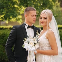 Buchet de mireasă și domnișoară de onoare Sousi, decor de nuntă cu trandafiri artificiali albi, șampanie, 21 cm 6