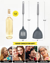 SouxMux Szilikon Konyhai Spatula Szett 2 db, Lyukacsos Wok Forgató, BPA Mentes Hőálló Konyhai Eszköz Tojáshoz Palacsintához 3