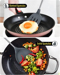 SouxMux Szilikon Konyhai Spatula Szett 2 db, Lyukacsos Wok Forgató, BPA Mentes Hőálló Konyhai Eszköz Tojáshoz Palacsintához 7