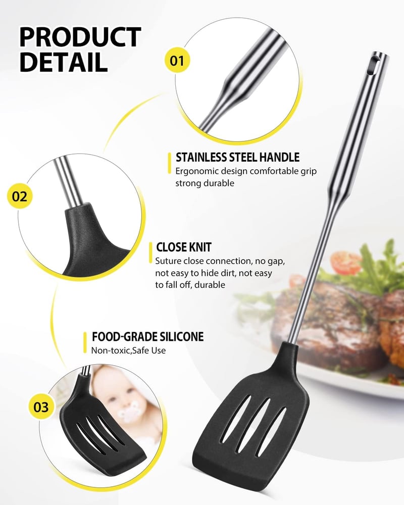 SouxMux szilikon spatula 2db wok lapát nem tapadó BPA mentes hőálló