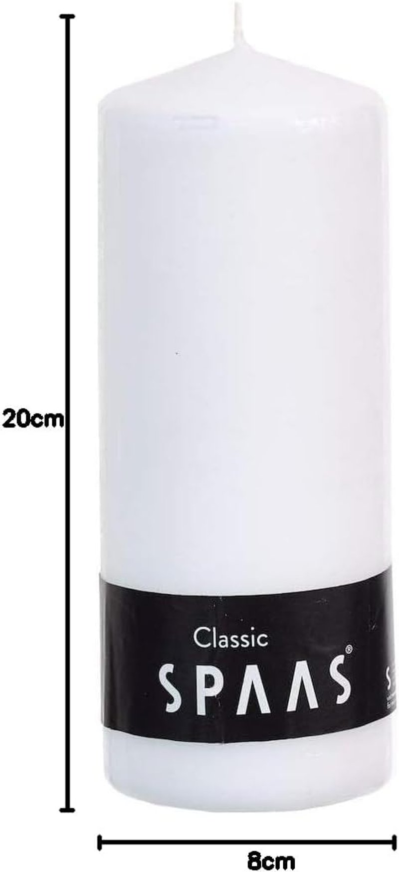 Spaas Fehér Pillar Gyertya 80/200 mm Szagtalan 100 Óra Égési Idő - 80x200