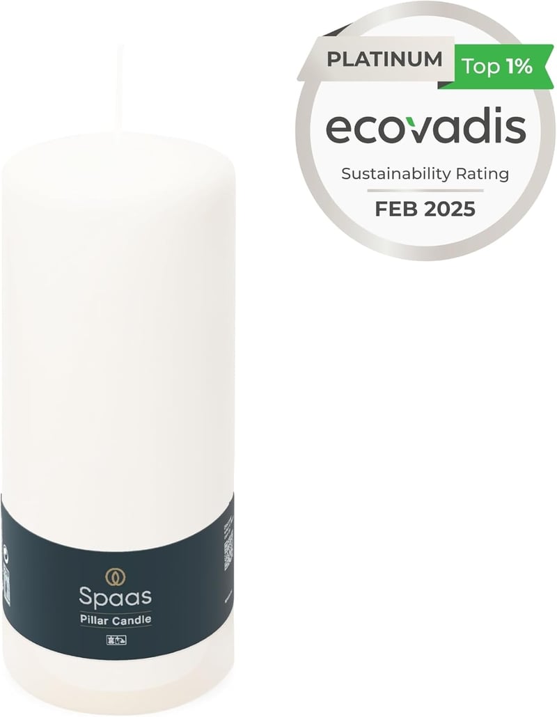 Spaas Fehér Pillar Gyertya 80/200 mm Szagtalan 100 Óra Égési Idő - 80x200