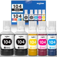 Kompatibilná atramentová kazeta Spaceink 104 pre tlačiarne Epson EcoTank ET-2820, ET-4800, ET-2810, ET-1810, ET-2826, ET-4810, 5 ks (2× čierna, azúrová, purpurová, žltá) 7