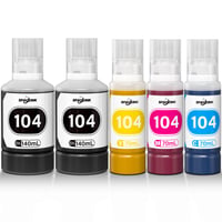 Kompatibilná atramentová kazeta Spaceink 104 pre tlačiarne Epson EcoTank ET-2820, ET-4800, ET-2810, ET-1810, ET-2826, ET-4810, 5 ks (2× čierna, azúrová, purpurová, žltá) 1