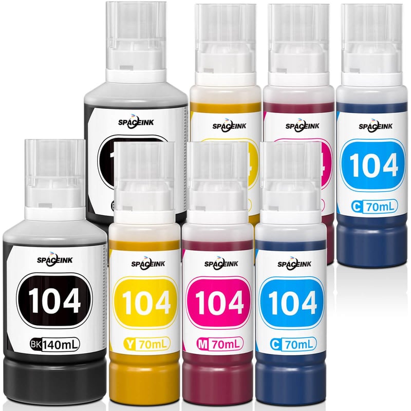 Multipack atramentových kaziet Spaceink 104, 2 balenia pre tlačiarne Epson ET-2820, ET-4800, ET-2870, ET-2810, ET-2862, ET-2826, ET-2856, ET-4810, 2 čierne, 2 azúrové, 2 purpurové