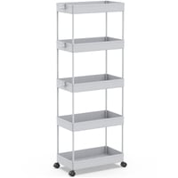 SPACEKEEPER Raft cu Roti pentru Bucătărie, 5 Nivele - Suport de Depozitare Compact pentru Baie, Bucătărie, Birou, Plastic, Gri, 113x40x22 cm 1