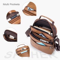 SPAHER Férfi Bőr Táska - Retro Barna Válltáska iPad Kompatibilis, Üzleti Aktatáska, Crossbody Oldaltáska Utazáshoz, Munkához 5