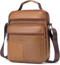 SPAHER Férfi Bőr Táska - Retro Barna Válltáska iPad Kompatibilis, Üzleti Aktatáska, Crossbody Oldaltáska Utazáshoz, Munkához 1