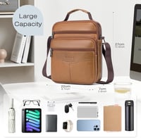SPAHER Férfi Bőr Táska - Retro Barna Válltáska iPad Kompatibilis, Üzleti Aktatáska, Crossbody Oldaltáska Utazáshoz, Munkához 3