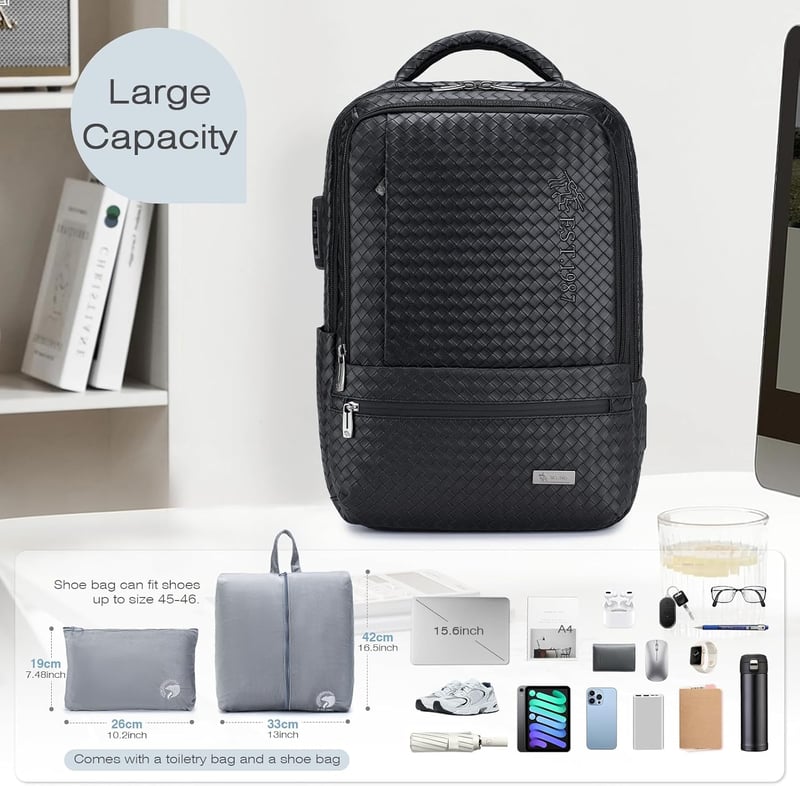 SPAHER Kézipoggyász Hátizsák 40x30x15 cm - Laptoptartós Utazótáska 15,6" Méretű Laptophoz, Vízálló Üzleti Hátizsák British Airways Járatokra