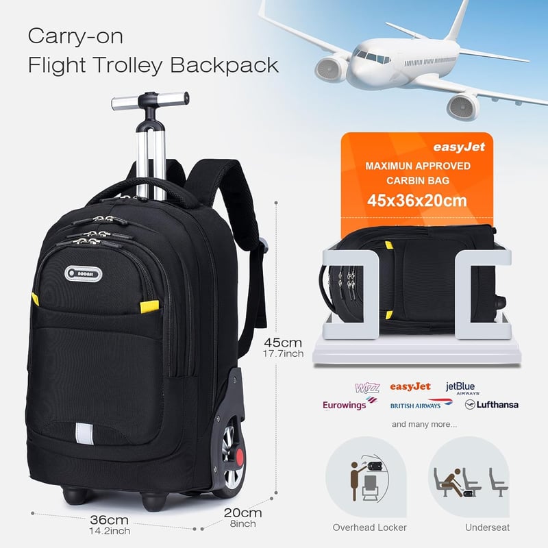 SPAHER Lopásbiztos Gurulós Hátizsák 45x36x20 cm easyJet Kézipoggyász Méretű 14 Colos Laptop Táska Vízálló Kerekekkel Utazáshoz Férfiaknak Nő